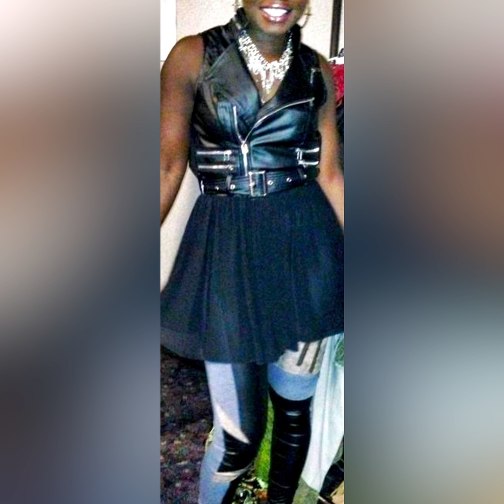 Vegan Motorcycle Vest with black Sheer Detail